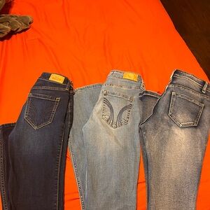 Hollister Dark and Light Blue Straight Jeans